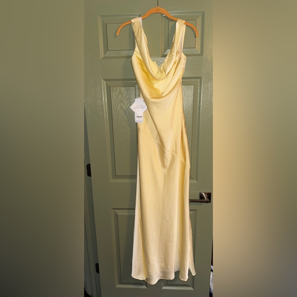 Azazie Rylina Lemon Sorbet Maxi Dress